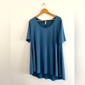 LulaRoe Blue Simply Comfortable Short Sleeve Tunic Top With Side Slits Size XL